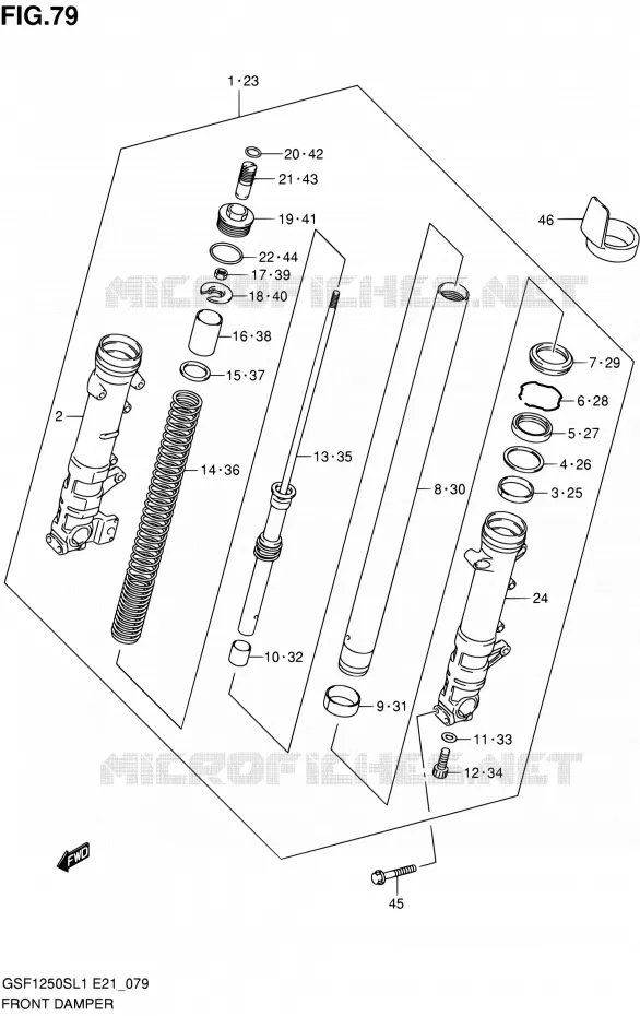 FRONT SCHOKDEMPER (GSF1250SL1 E24) Suzuki MOTO 1250 BANDIT 2011  GSF1250SAL1(E24)