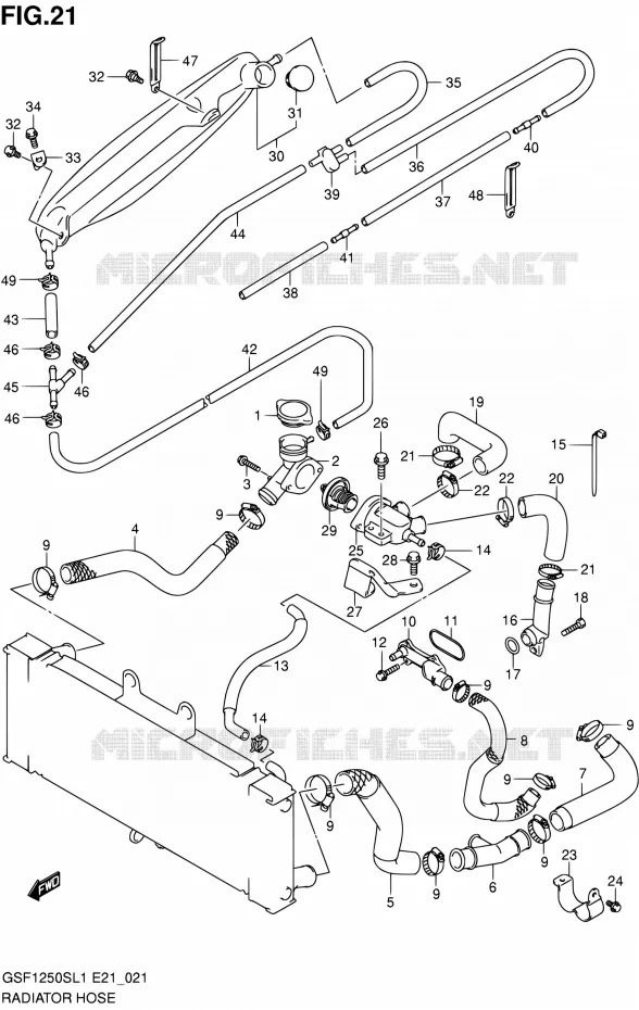 RADIATOR SLANG Suzuki MOTO 1250 BANDIT 2011  GSF1250SAL1(E24)