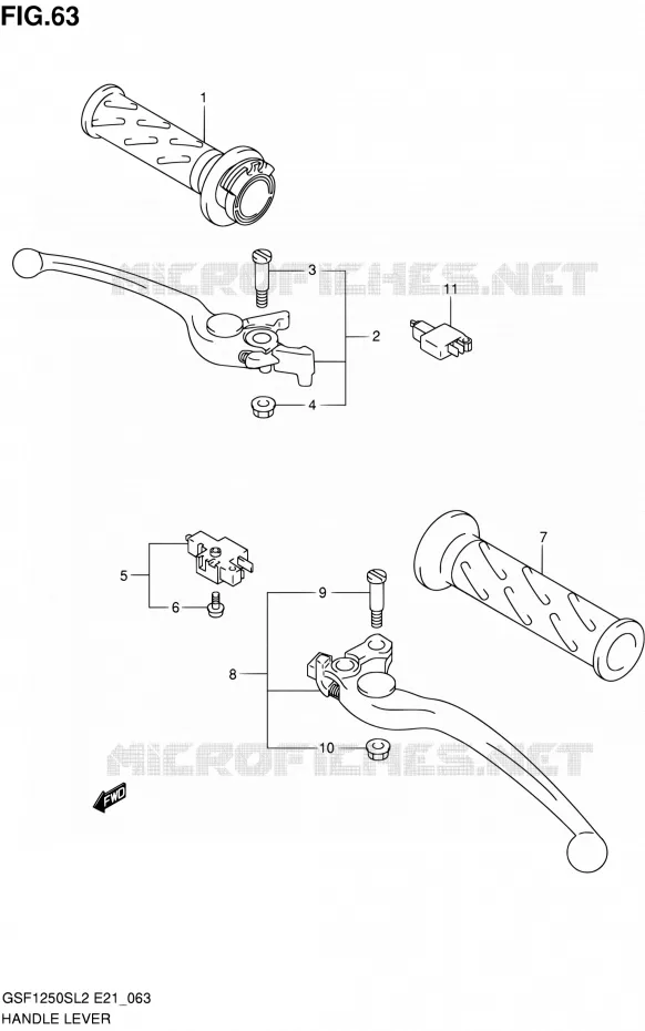 HANDGRIPS - LEVERS (GSF1250SL2 E24) Suzuki MOTO 1250 BANDIT 2012  GSF1250SAL2(E24)