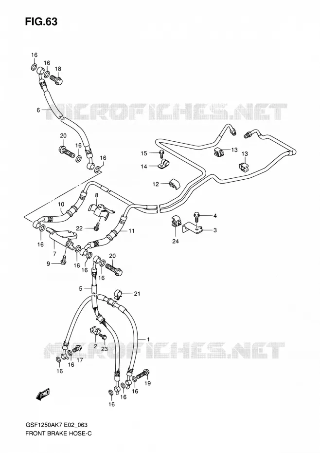 FRONT REMSLANG (GSF1250AK7/SAK7/AK8/SAK8/AK9/SAK9/SAZK9/SAL0) Suzuki MOTO 1250 BANDIT 2009  GSF1250SAZ K9 (E02,E19,E24,E37)