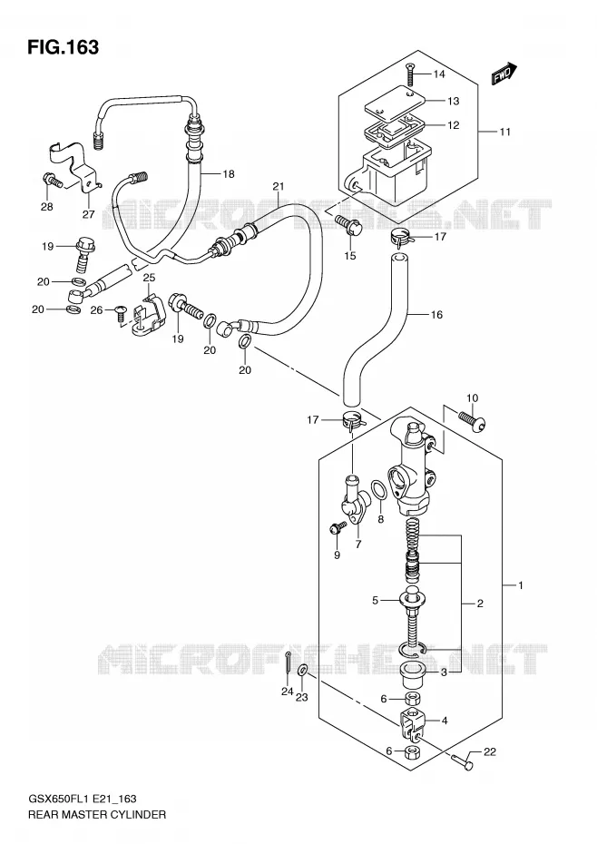 ACHTER hoofdremcilinder (GSX650FUAL1 E21) Suzuki MOTO 650 GSX-F 2011  GSX650FUAL1(E21)