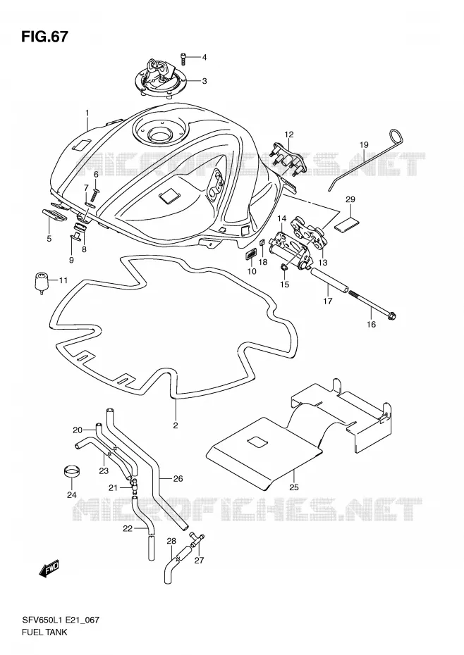BENZINETANK (SFV650L1 E24) Suzuki MOTO 650 GLADIUS 2011  SFV650AL1(E21)