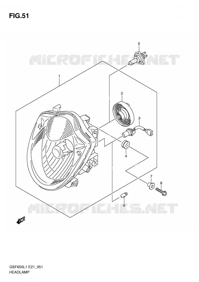 KOPLAMP (GSF650UL1 E21) Suzuki MOTO 650 BANDIT 2011  GSF650UAL1(E21)