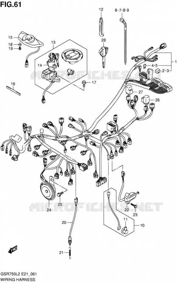 BEDRADING (GSR750AL2 E21) Suzuki MOTO 750 GSR 2012  GSR750L2(E24)