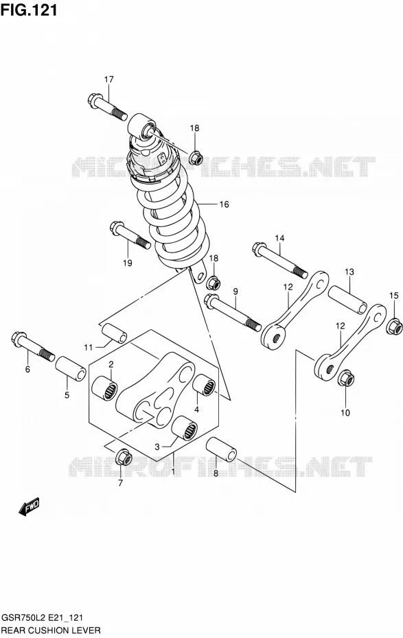 SCHOKBREKER AANEENSCHAKELING (GSR750L2 E24) Suzuki MOTO 750 GSR 2012  GSR750L2(E24)