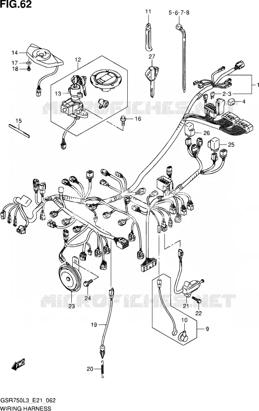 BEDRADING (GSR750AL3 E24) Suzuki MOTO 750 GSR 2013  GSR750A L3 (E24)