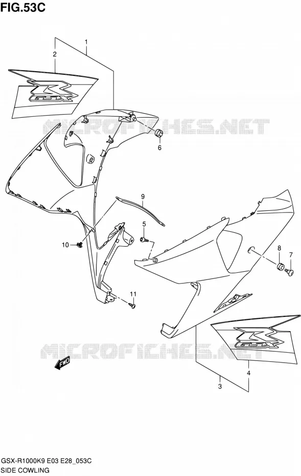 SIDE KUIP (GSX-R1000L0:HTK) Suzuki MOTO 1000 GSX-R 2010  GSX-R1000 L0/GSX-R1000Z L0 (E03,E28,E33)