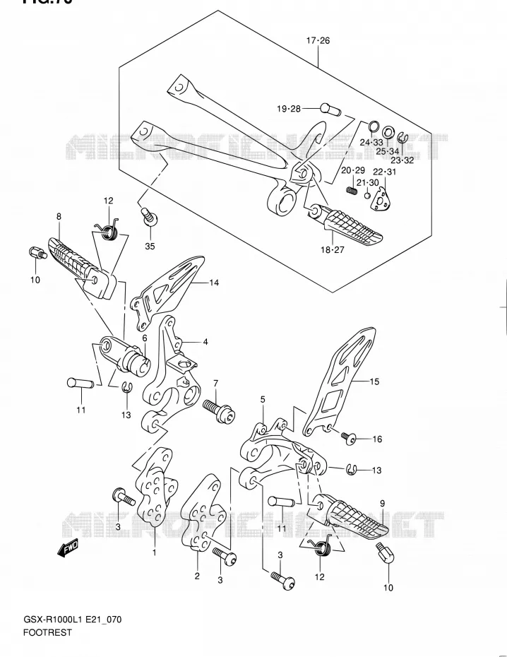 FOOTREST Suzuki MOTO 1000 GSX-R 2011  GSX-R1000L1(E14)