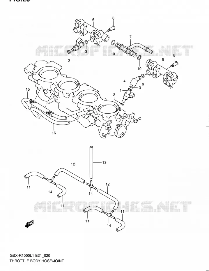 GASKLEPHUIS (GSX-R1000L1 E51) Suzuki MOTO 1000 GSX-R 2011  GSX-R1000L1(E14)
