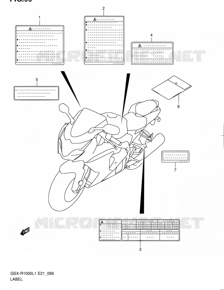 ETIKET (GSX-R1000L1 E14) Suzuki MOTO 1000 GSX-R 2011  GSX-R1000L1(E24)