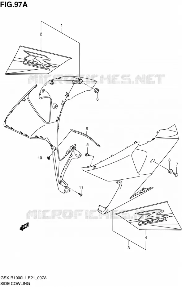 SIDE KUIP (GLR) Suzuki MOTO 1000 GSX-R 2011  GSX-R1000L1(E24)