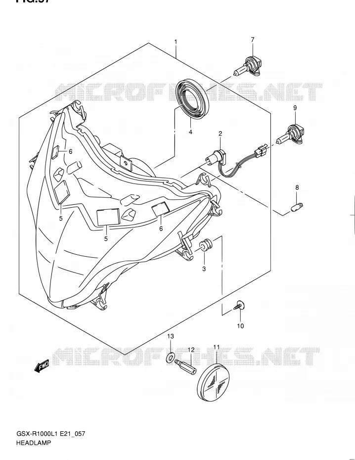 KOPLAMP (GSX-R1000L1 E24) Suzuki MOTO 1000 GSX-R 2011  GSX-R1000L1(E51)