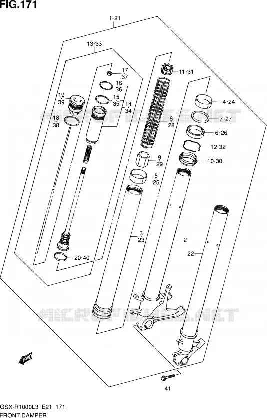 FRONT SCHOKDEMPER (GSX-R1000UFL3 E21) Suzuki MOTO 1000 GSX-R 2013  GSX-R1000 L3 (E21)