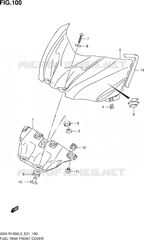 FUEL TANK VOORKLEP (GSX-R1000L3 E21) Suzuki MOTO 1000 GSX-R 2013  GSX-R1000 L3 (E21)