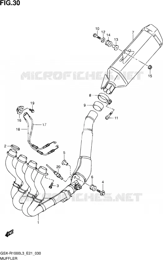 GELUIDDEMPER (GSX-R1000ZUFL3 E21) Suzuki MOTO 1000 GSX-R 2013  GSX-R1000 L3 (E21)
