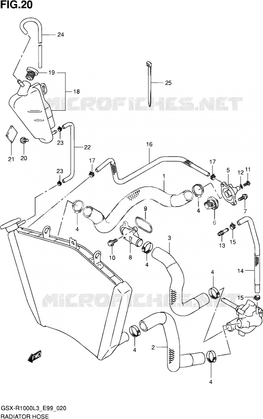 RADIATOR SLANG Suzuki MOTO 1000 GSX-R 2013  GSX-R1000 L3 (E99)