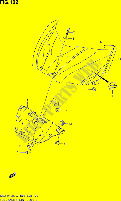 FUEL TANK VOORKLEP (GSX R1000L3 E03) voor Suzuki GSX-R 1000 2013