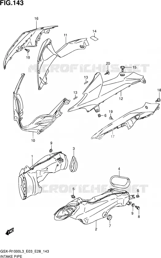LUCHTKANAAL (GSX-R1000L3 E28) Suzuki MOTO 1000 GSX-R 2013  GSX-R1000 L3/GSX-R1000Z L3 (E03,E28,E33)