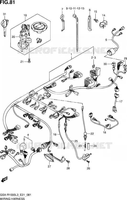 BEDRADING (GSX-R1000UFL3 E21) Suzuki MOTO 1000 GSX-R 2013  GSX-R1000 L3/GSX-R1000Z L3 (E24)