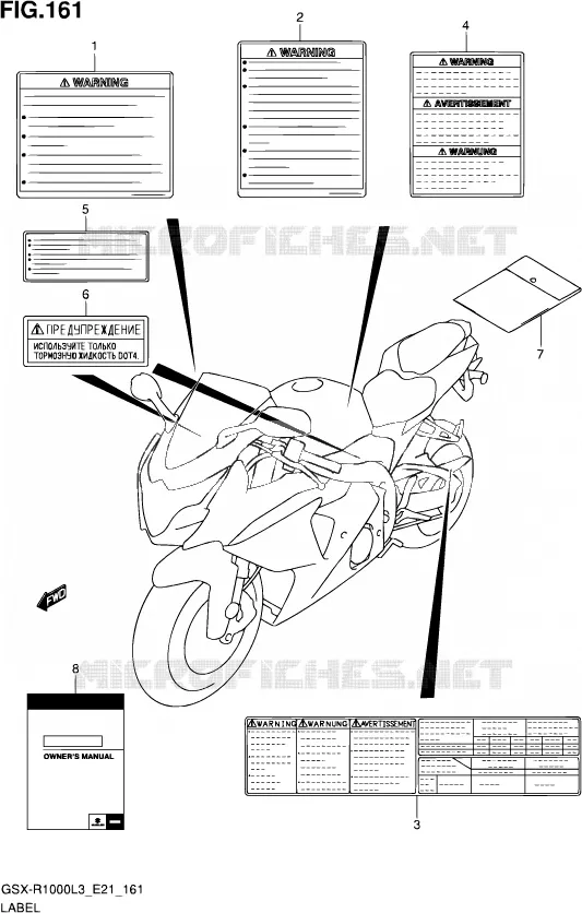 ETIKET (GSX-R1000UFL3 E21) Suzuki MOTO 1000 GSX-R 2013  GSX-R1000 L3/GSX-R1000Z L3 (E24)