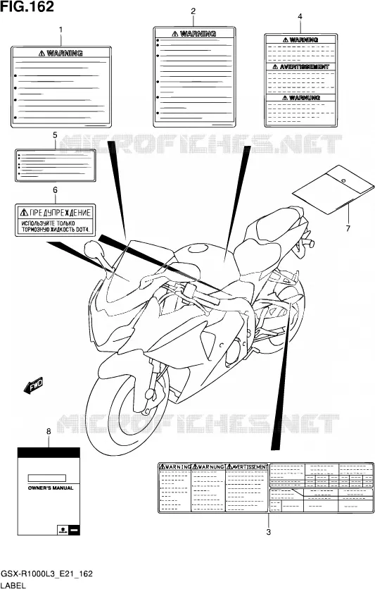 ETIKET (GSX-R1000ZL3 E21) Suzuki MOTO 1000 GSX-R 2013  GSX-R1000 L3/GSX-R1000Z L3 (E24)