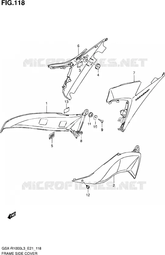 FRAME ZIJKLEP Suzuki MOTO 1000 GSX-R 2013  GSX-R1000 L3/GSX-R1000Z L3 (E24)