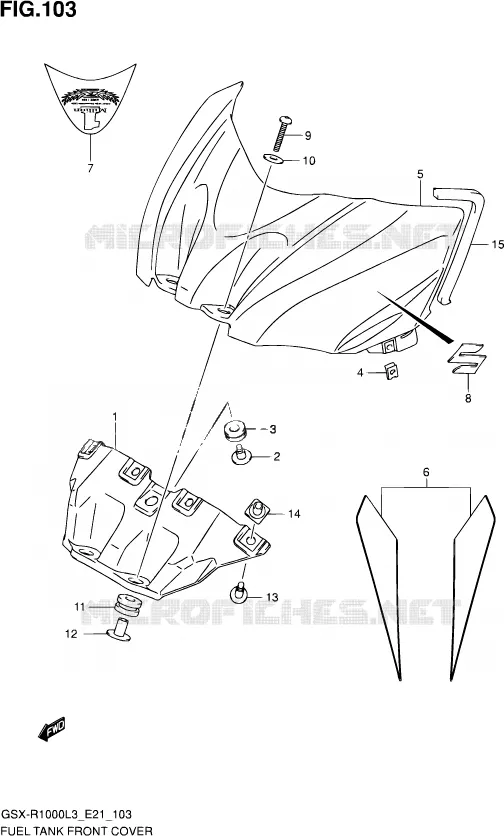 FUEL TANK VOORKLEP (GSX-R1000ZL3 E21) Suzuki MOTO 1000 GSX-R 2013  GSX-R1000 L3/GSX-R1000Z L3 (E24)