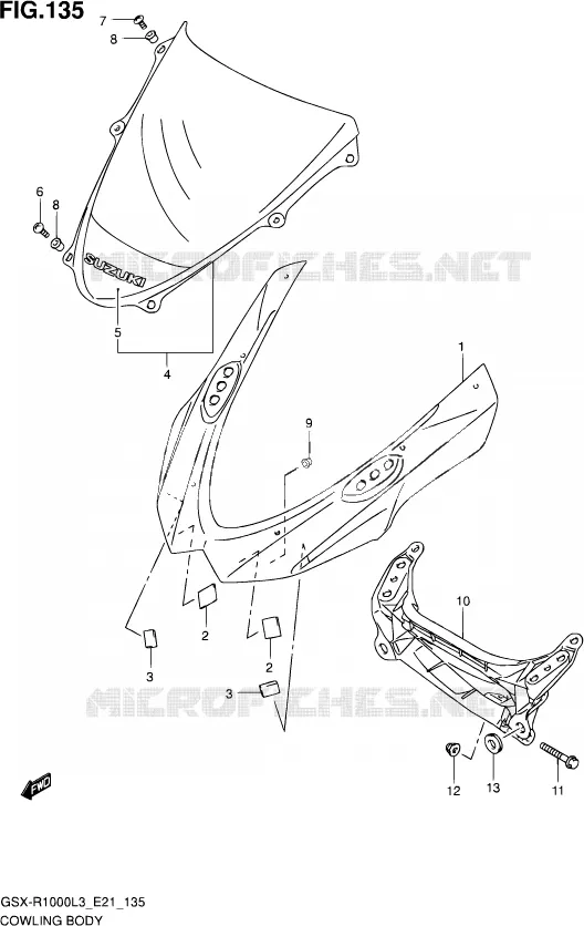 KUIP - ETIKETTEN (GSX-R1000L3 E24) Suzuki MOTO 1000 GSX-R 2013  GSX-R1000 L3/GSX-R1000Z L3 (E24)