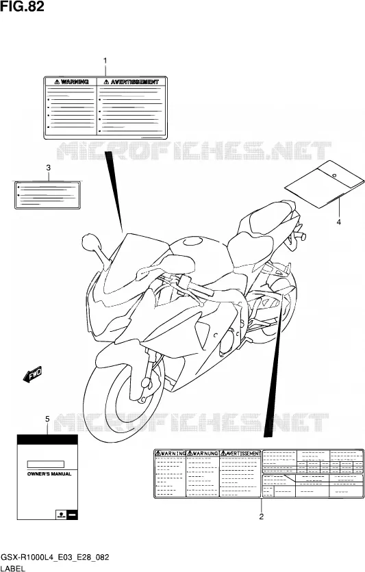 ETIKET (GSX-R1000L4 E28) Suzuki MOTO 1000 GSX-R 2014  GSX-R1000 L4  (E03,E28,E33)