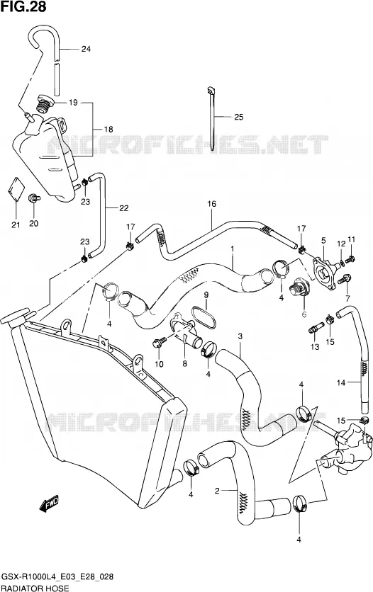 RADIATOR SLANG Suzuki MOTO 1000 GSX-R 2014  GSX-R1000 L4  (E03,E28,E33)