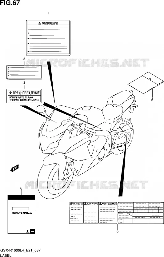ETIKET (GSX-R1000L4 E21) Suzuki MOTO 1000 GSX-R 2014  GSX-R1000 L4  (E21)