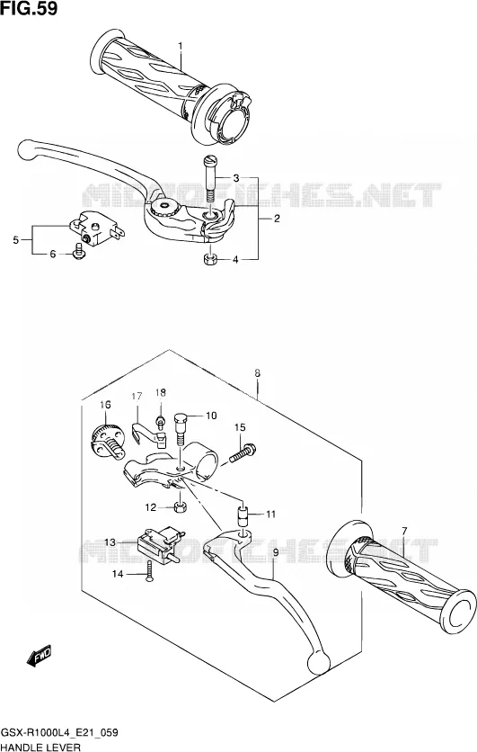 HANDGRIPS - LEVERS Suzuki MOTO 1000 GSX-R 2014  GSX-R1000 L4  (E21)