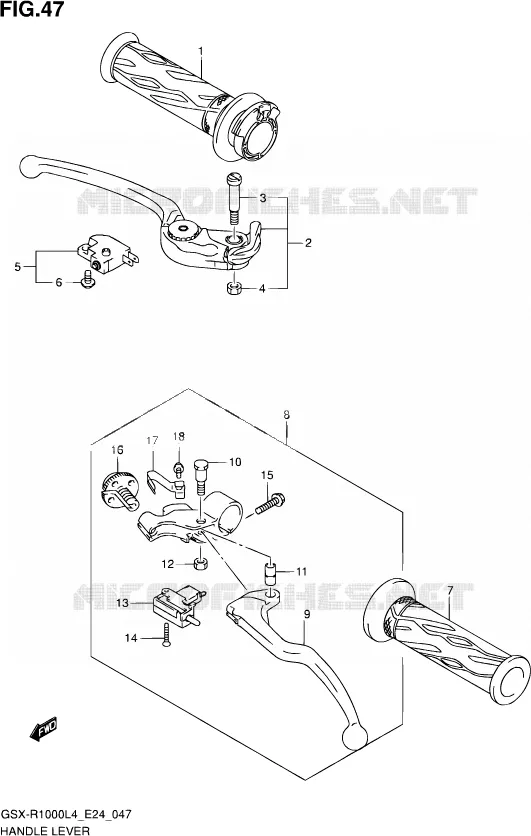 HANDGRIPS - LEVERS Suzuki MOTO 1000 GSX-R 2014  GSX-R1000 L4  (E24)