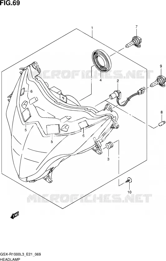 KOPLAMP (GSX-R1000ZL3 E21) Suzuki MOTO 1000 GSX-R 2012  GSX-R1000UF L3 (E21)