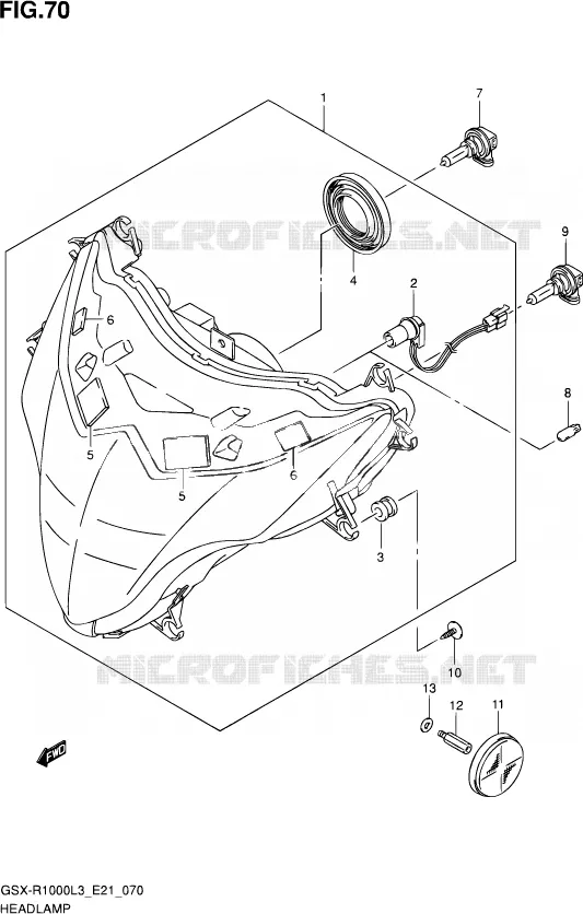 KOPLAMP (GSX-R1000ZL3 E24) Suzuki MOTO 1000 GSX-R 2012  GSX-R1000UF L3 (E21)