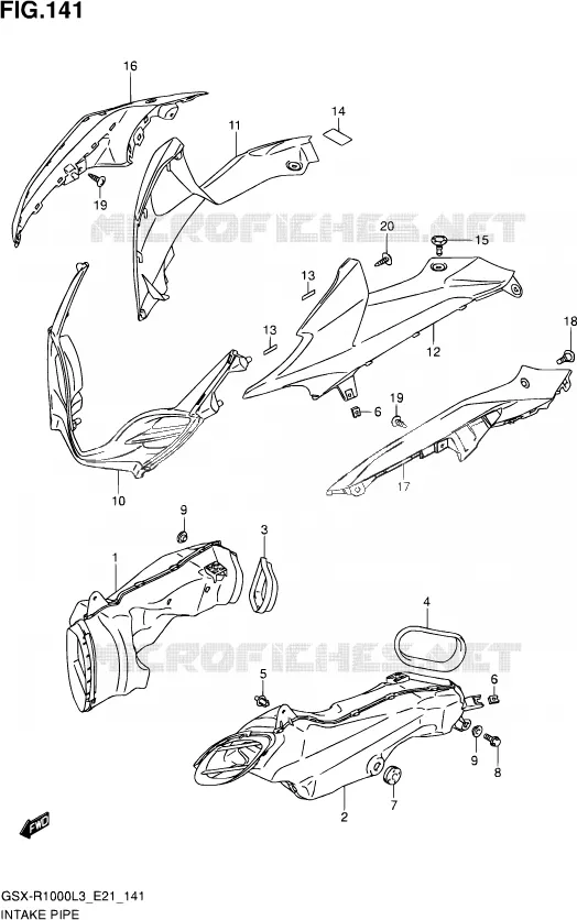 LUCHTKANAAL (GSX-R1000L3 E24) Suzuki MOTO 1000 GSX-R 2013  GSX-R1000UF L3 (E21)