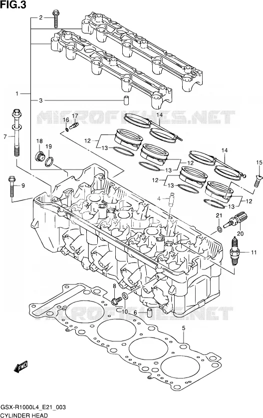 CILINDERKOP Suzuki MOTO 1000 GSX-R 2015  GSX-R1000UF L4 (E21)