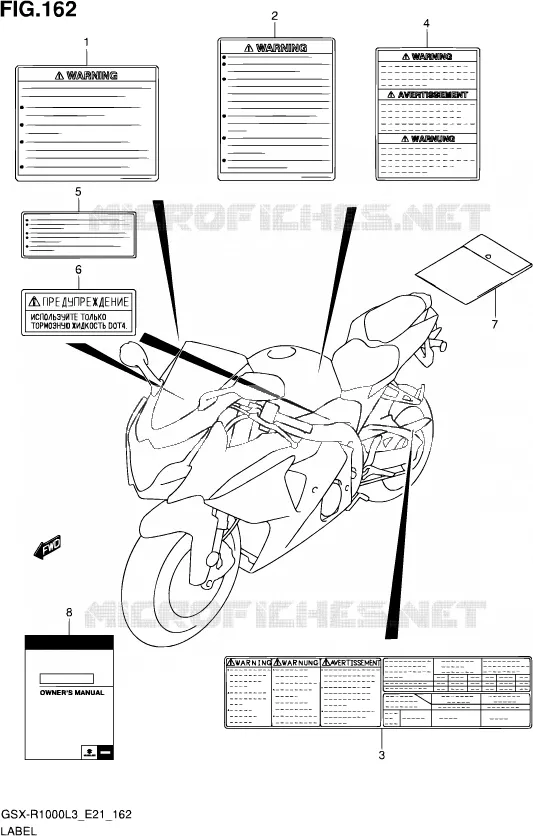 ETIKET (GSX-R1000ZL3 E21) Suzuki MOTO 1000 GSX-R 2013  GSX-R1000Z L3 (E21)