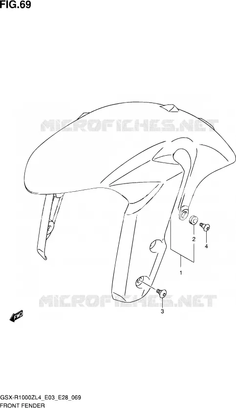 FRONT FENDER (GSX-R1000ZL4 E28) Suzuki MOTO 1000 GSX-R 2014  GSX-R1000Z L4 (E03,E28)