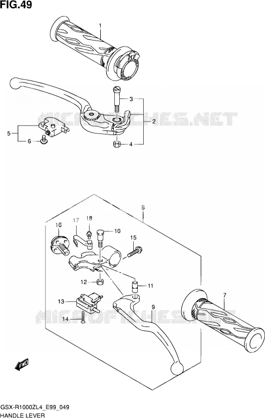 HANDGRIPS - LEVERS Suzuki MOTO 1000 GSX-R 2014  GSX-R1000Z L4 (E99)