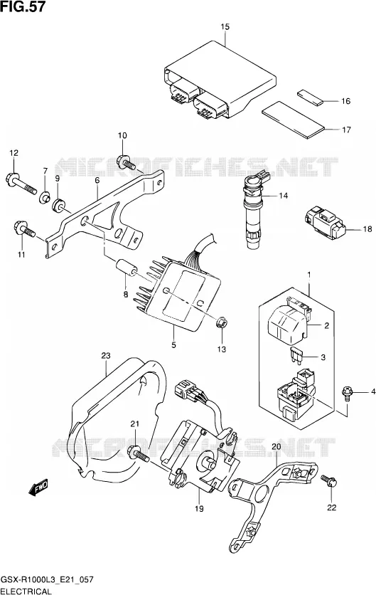 ELEKTRISCH (GSX-R1000ZL3 E21) Suzuki MOTO 1000 GSX-R 2013  GSX-R1000ZUF L3 (E21)