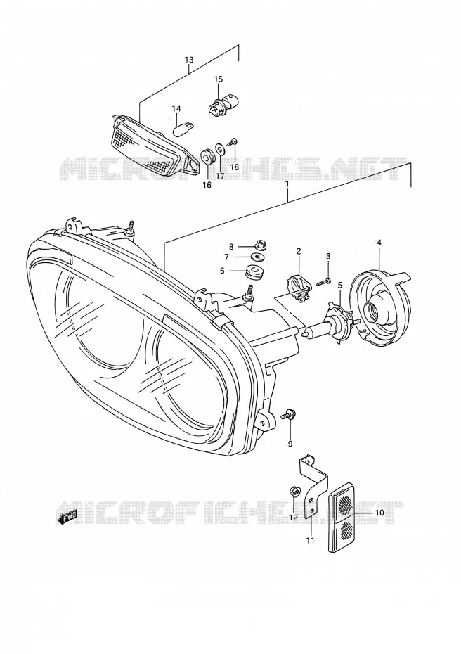 KOPLAMP Suzuki MOTO 1100 GSX-R 1992  GSX-R1100 N (E03,E28,E33)