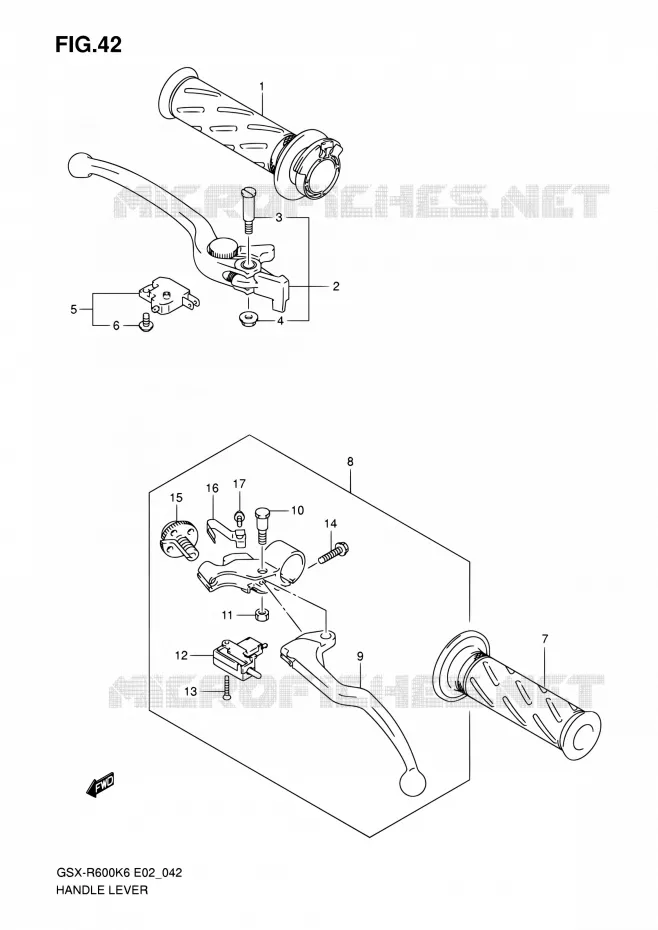 HANDGRIPS - LEVERS Suzuki MOTO 600 GSX-R 2007  GSX-R600K7(E24)