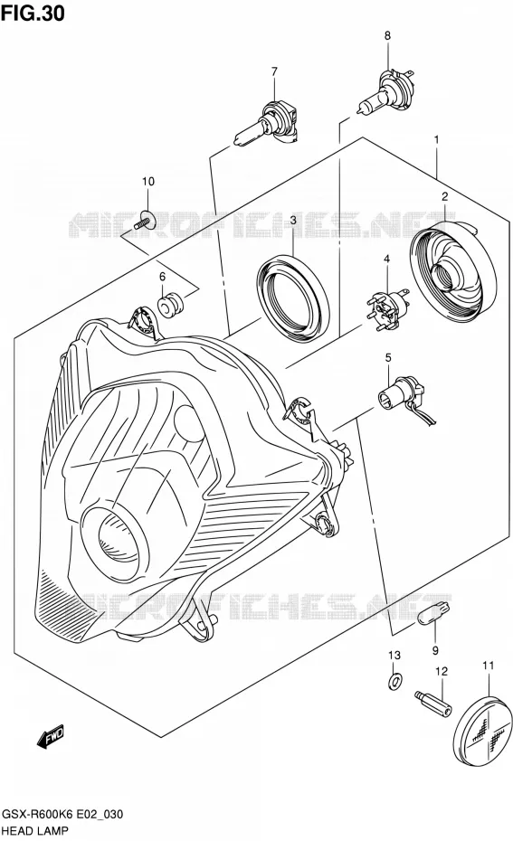 KOPLAMP Suzuki MOTO 600 GSX-R 2007  GSX-R600K7(E24)