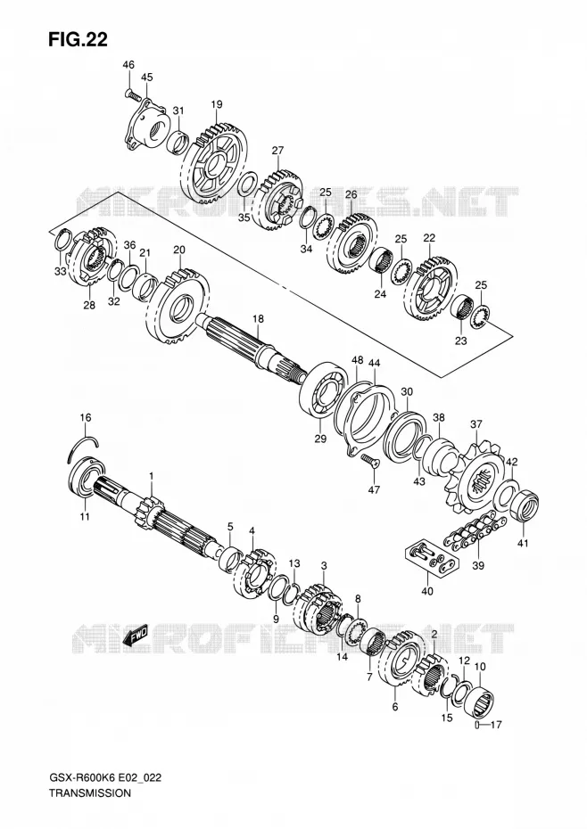 TRANSMISSION Suzuki MOTO 600 GSX-R 2007  GSX-R600K7(E24)