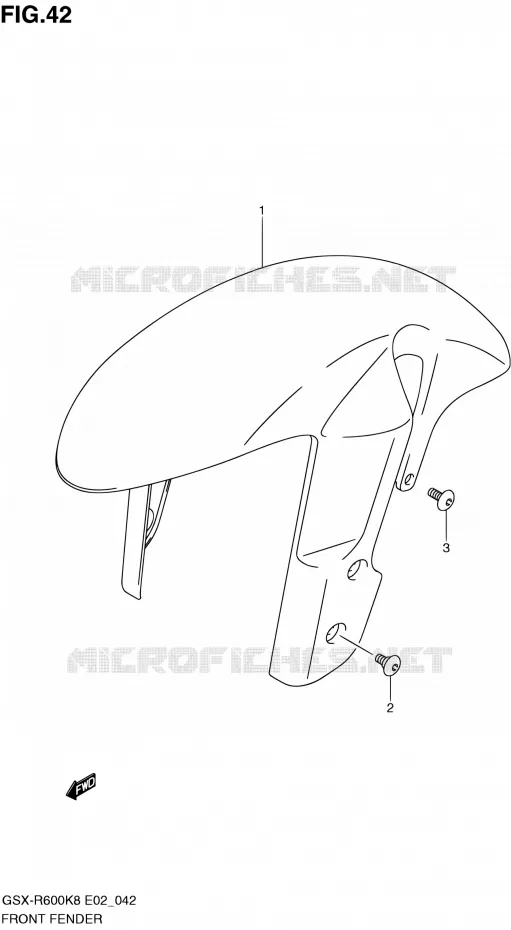 FRONT FENDER Suzuki MOTO 600 GSX-R 2008  GSX-R600 K8 (E02,E19,E24)
