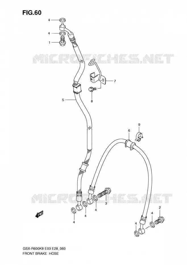FRONT REMSLANG Suzuki MOTO 600 GSX-R 2009  GSX-R600 K9 (E03,E28,E33)