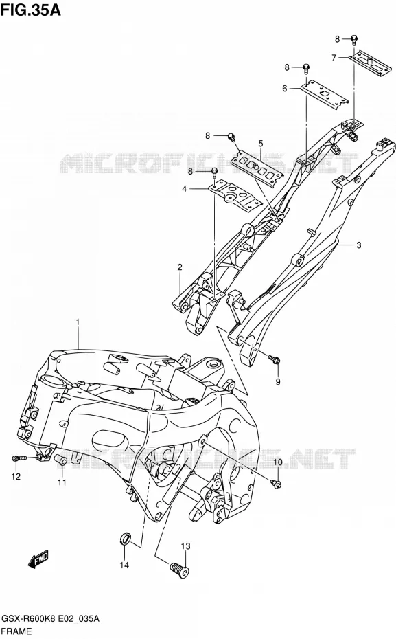 FRAME (MODEL L0) Suzuki MOTO 600 GSX-R 2010  GSX-R600 L0 (E02,E19,E24)