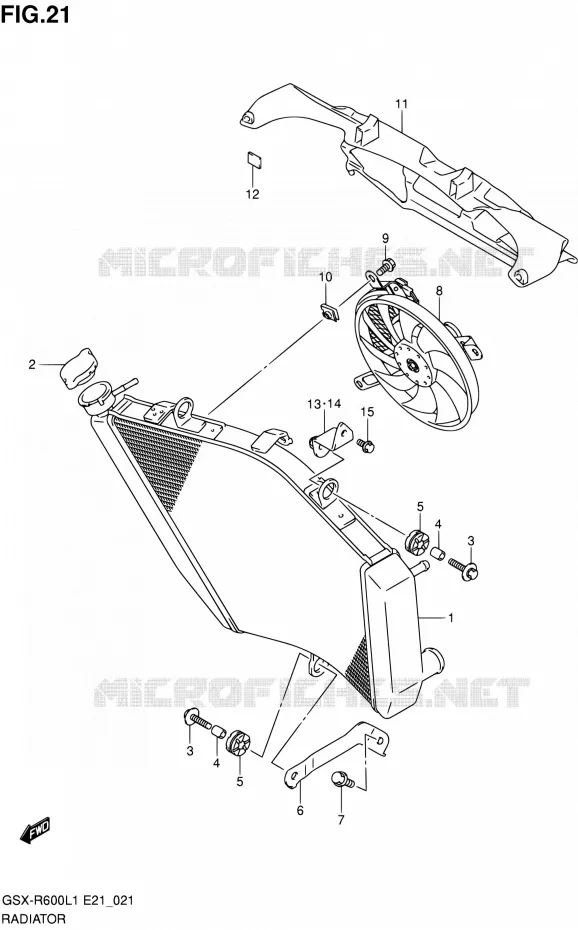 RADIATOR (GSX-R600UFL1 E21) Suzuki MOTO 600 GSX-R 2011  GSX-R600L1(E24)