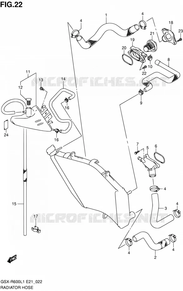 RADIATOR SLANG Suzuki MOTO 600 GSX-R 2011  GSX-R600L1(E24)